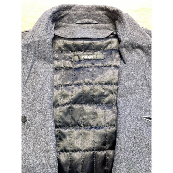 DKNY Mens Gray Wool Blend Button-Front Overcoat - Picture 5 of 9